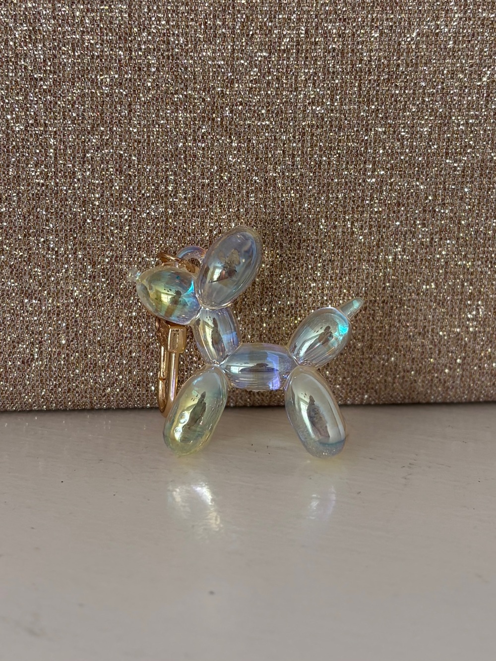Balloon Dog Bag Charm Keychain Opalescent Aurora Borealis Finish - Picture 10 of 10